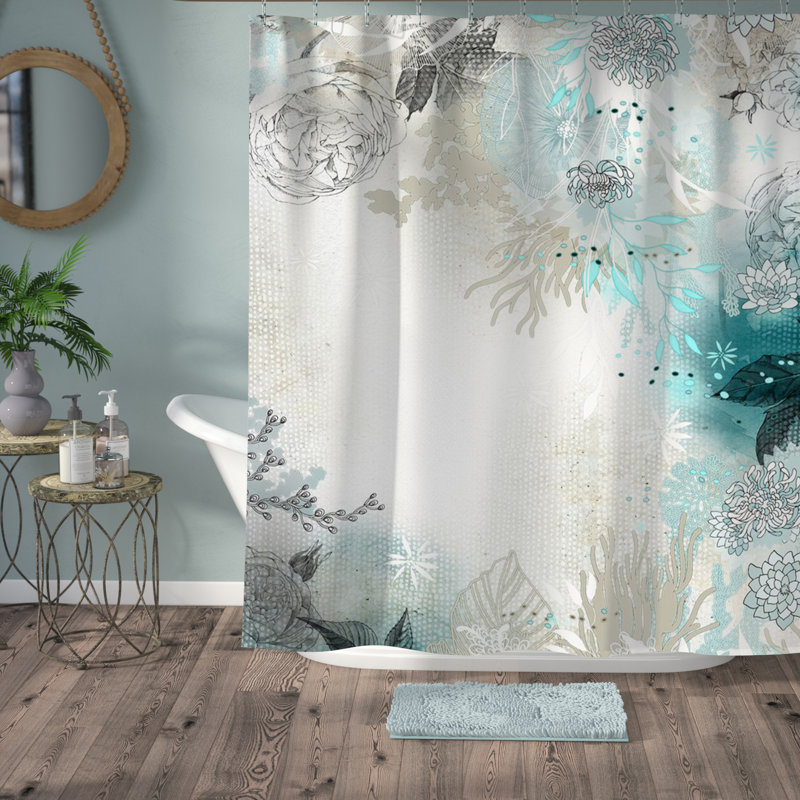 Bungalow Rose Holley Seafoam Shower Curtain & Reviews Wayfair